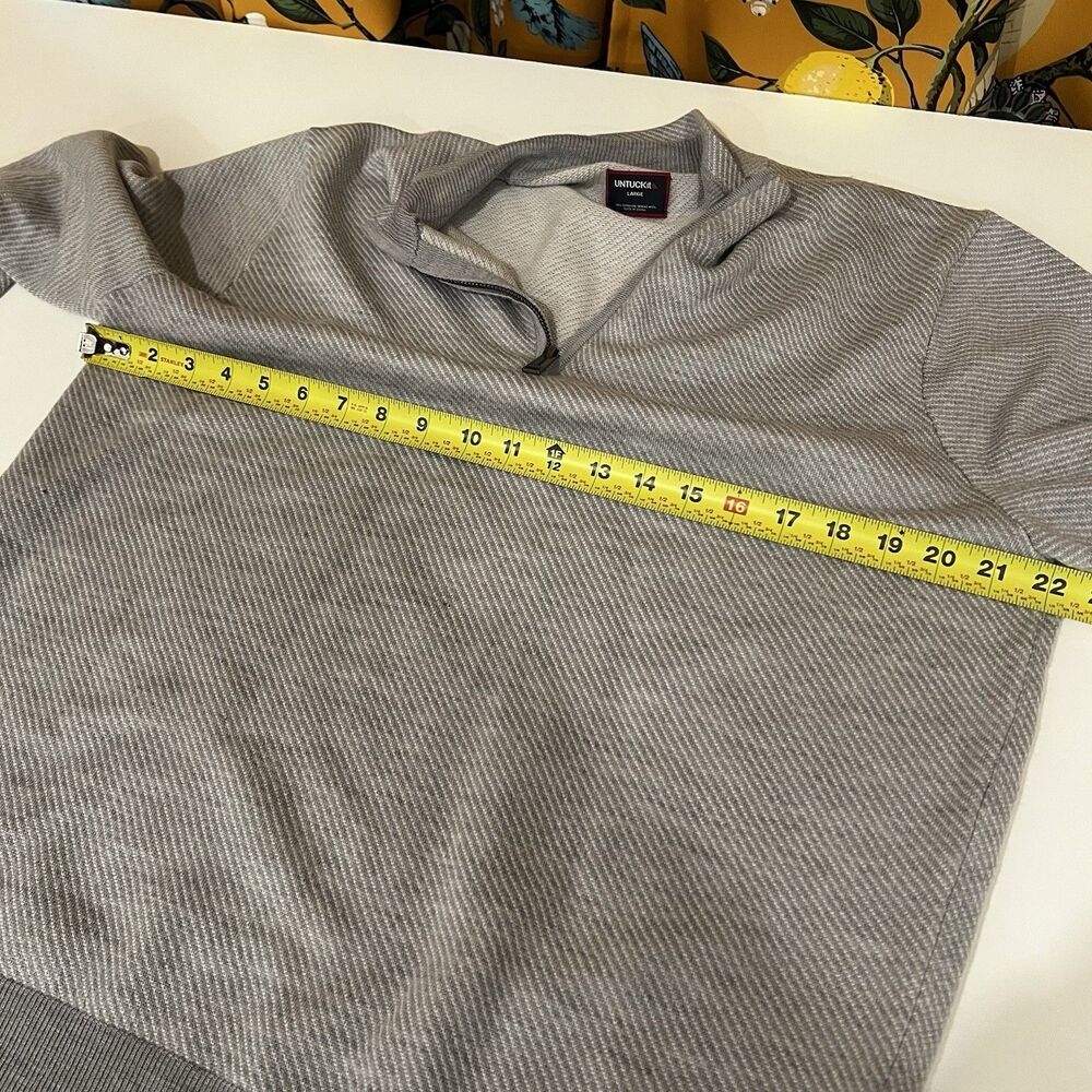 Untuckit Sweater Mens L 1/4 Zip Pullover Gray Merino Wool Mock Neck Long Sleeve - Picture 4 of 5
